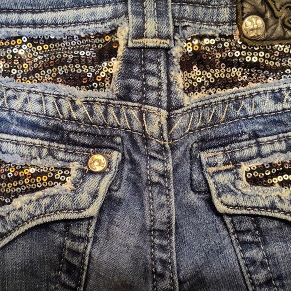 Miss Me Size 26 Style:ME8464BR Bootcut Embellished Embroidered Distressed Sequin - Picture 8 of 9